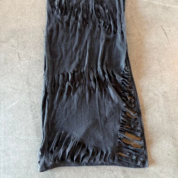 Maxi black shredded bodycon dress - Picture 3 of 4